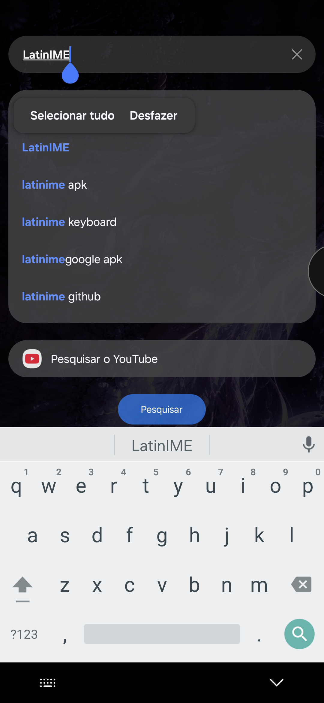 Screenshot do LatinIME AOSP 17