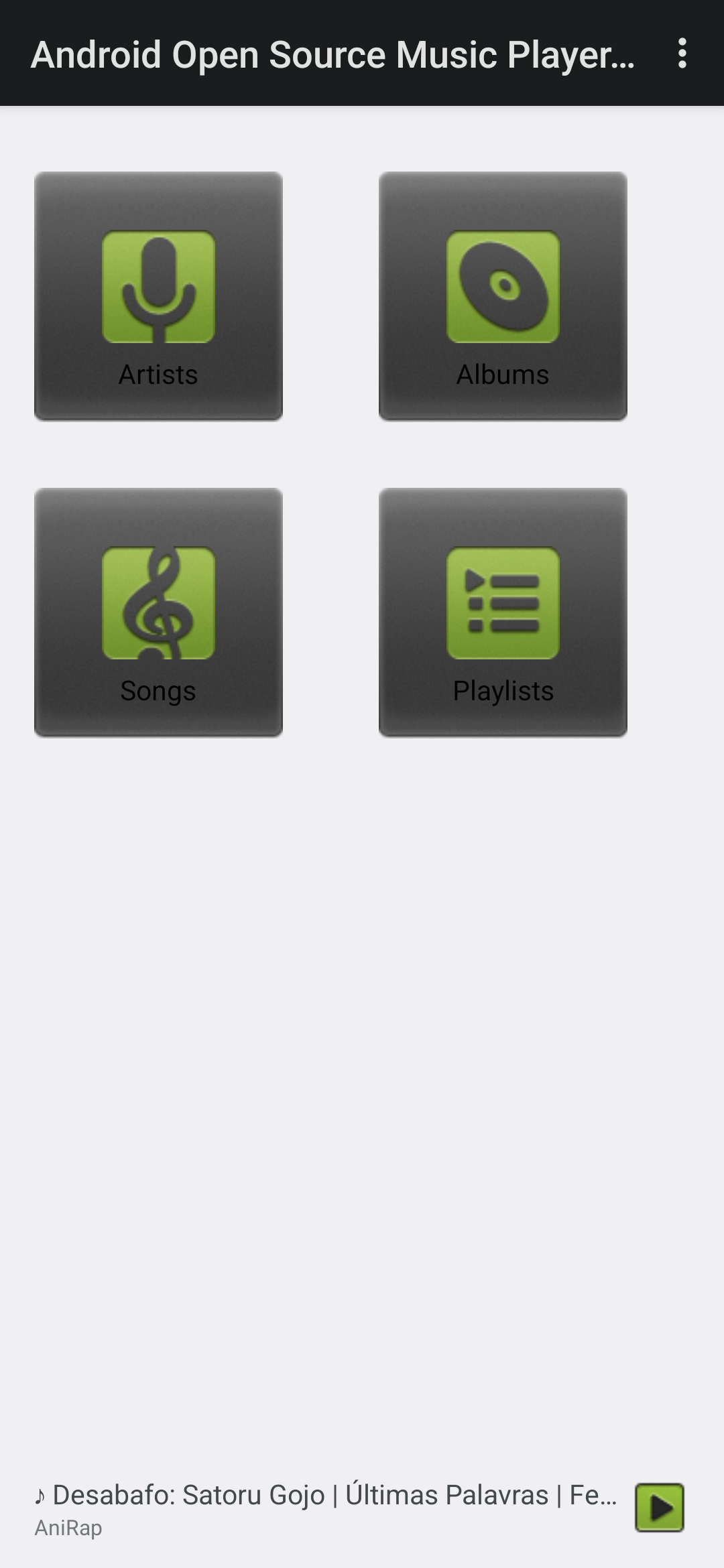 Screenshot do Android 1.0 Music Player